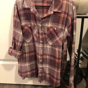Button down light weight plaid shirt